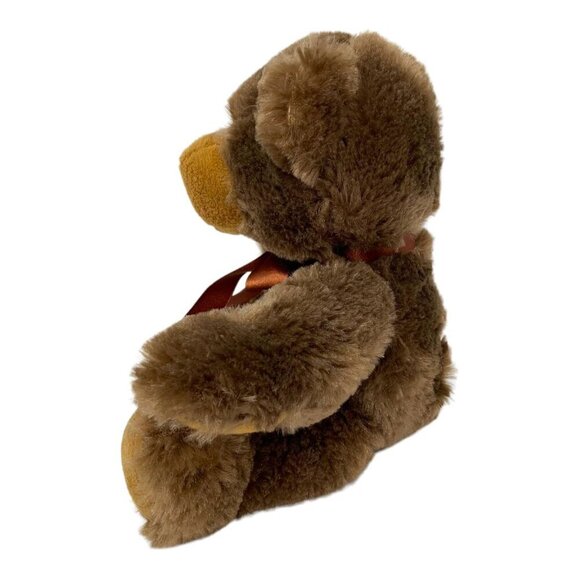 Napco Plush Teddy Bear 8in Soft Brown Plush Stuffed Animal Satin Ribbon Gift - Picture 5 of 9